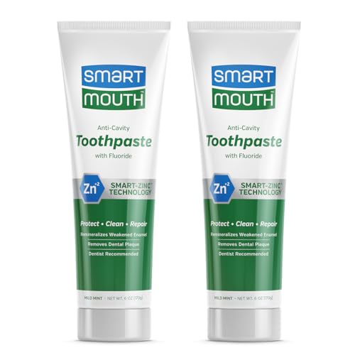 SmartMouth Anti-Cavity Zinc Toothpaste 6 oz Pack of 2 - Fluoride & Enamel Support