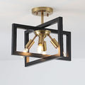 Black and Gold Semi-Flush Mount Ceiling Light - Modern Industrial Fixture with 4 Candles