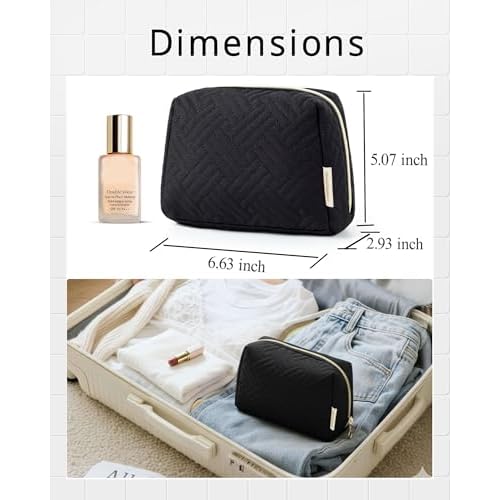 BAGSMART Small Makeup Bag, Travel Cosmetic Bag Make Up Pouch Small Travel Zipper Pouch,Water-resistant Toiletry Bag,Makeup Organizer Bag for Women, Black