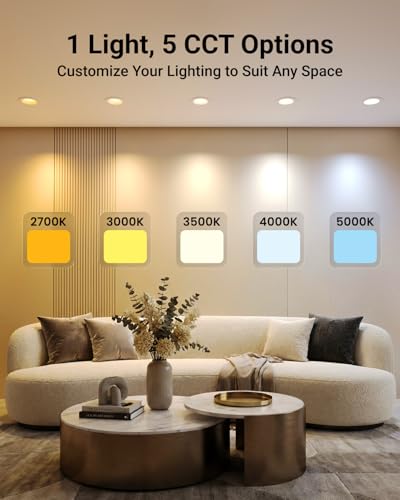 16 Pack 6 Inch Retrofit LED Recessed Lights - Dimmable, 5CCT, 13W, Baffle Trim
