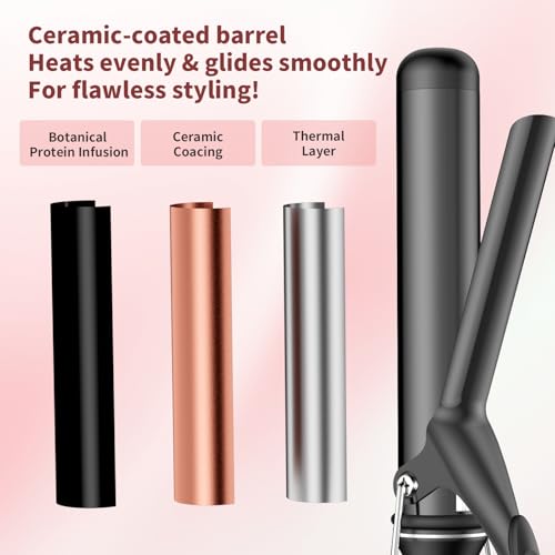 SAOSA 1.5 Inch Curling Iron - Tourmaline Ceramic Long Barrel, Auto Shut-Off, Dual Voltage for Travel