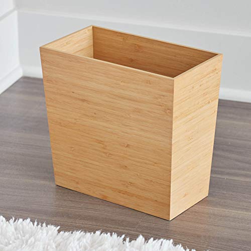 iDesign Rectangular Bamboo Waste Basket - Pack of 1, 10.5 x 5.75 x 10 Inches, Natural Wood Finish