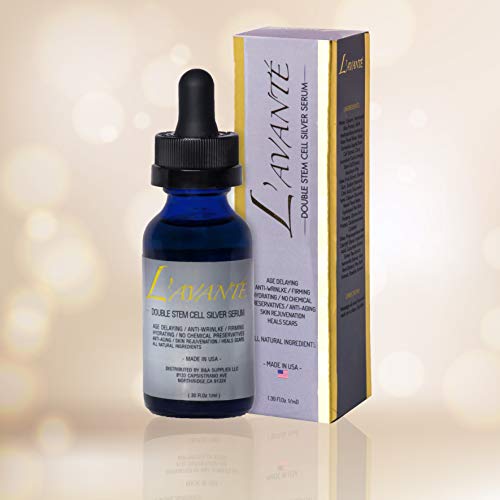 Double Stem Cell Silver Serum - Anti-aging, Anti-wrinkle and Skin Rejuvenation Treatment for Face and Neck, Scar and Acne Treatment, Moisturizer, Skin Hydration