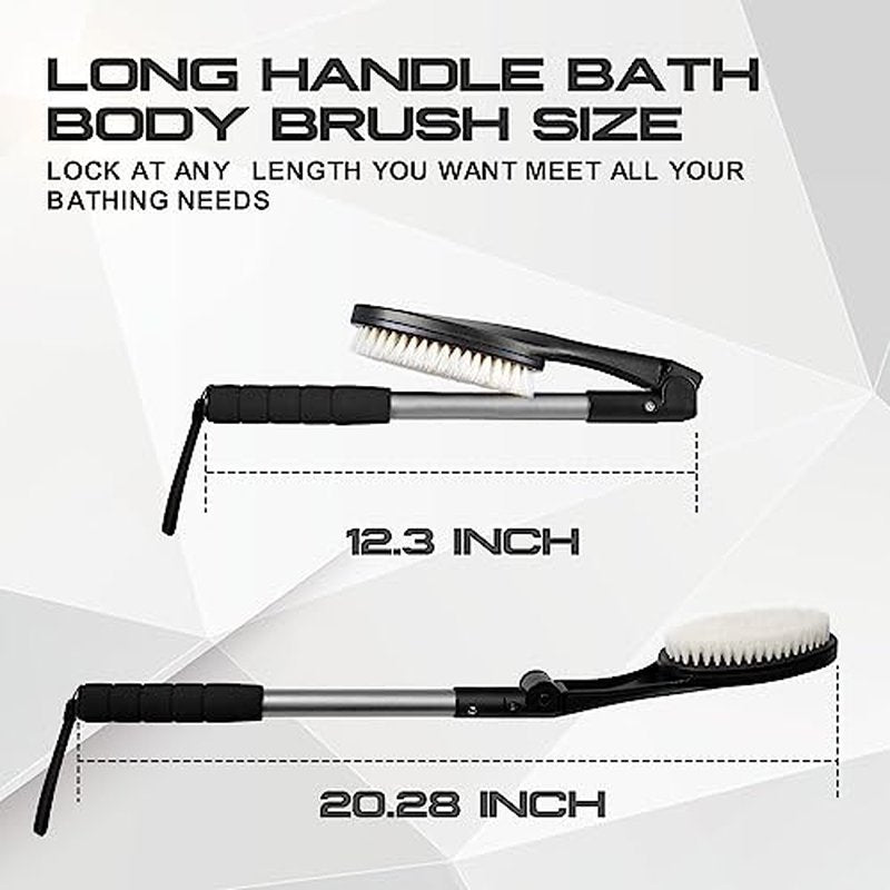 EASACE Body Brush for Back,Lotion Applicator, Long Handle Bath Brush for Showering, Adjustable Head Back Scrubber, Shower Brush with Soft Bristles for Wet or Dry