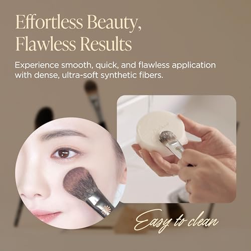 Piccasso 108 Blusher Brush with Soft Gray Squirrel Hair & Sheer Natural Glow, Small Face Makeup Tool