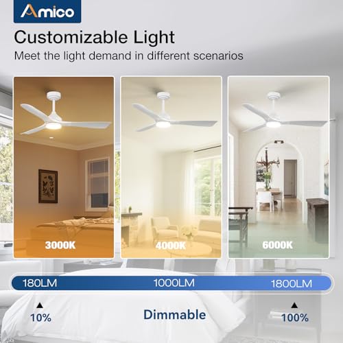 52 Inch Ceiling Fan with Lights and Remote Control - White / 3CCT Variations