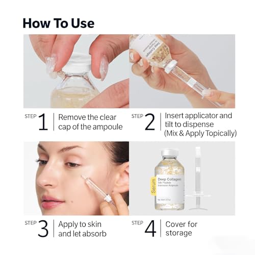 Silk Peptide Lifting Ampoule Set - Collagen Anti Aging Serum with Applicator - Hydrating Essence for Fine Lines & Wrinkles - Topical Use Only (2 Pack70ml)