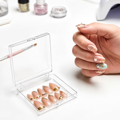 Clear Nail Organizer Boxes with Double-Sided Tape - 50 Pack