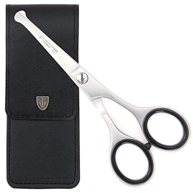 3 Swords Germany ? professional NOSTRIL NOSE and EAR HAIR SCISSORS trimmer, stainless steel, straight blade rounded tip with black case for men and women