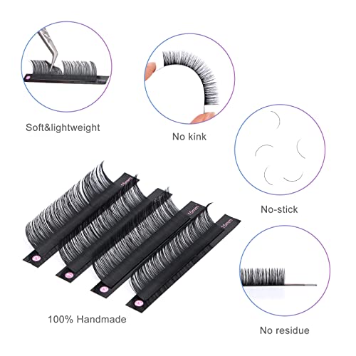 DF Lash Extension Volume Lashes Extension 0.03 CC Curl 15-20mm Mixed Tray Individual lash Extensions Classic Lash Extensions Soft Matte Black Single Eyelashes Professional Salon Use