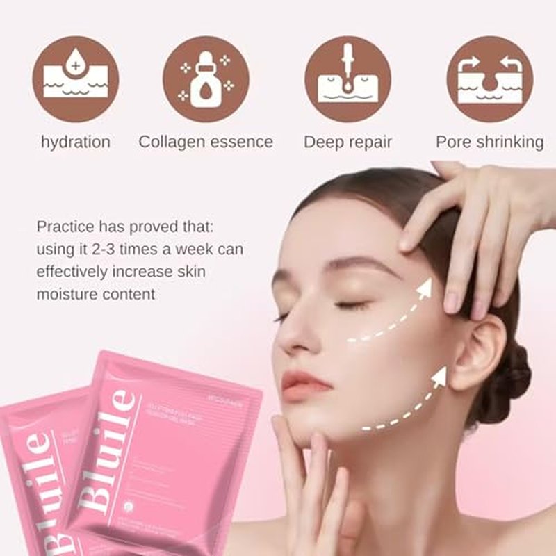 3D Lifting Full Face Mask, Collagen Lift-Up Mask for Skin Firming Appearance & Intense Hydration, for a Radiant Glow, Smooth & Glowing Skin, 4 Sheet Pack (1 box)