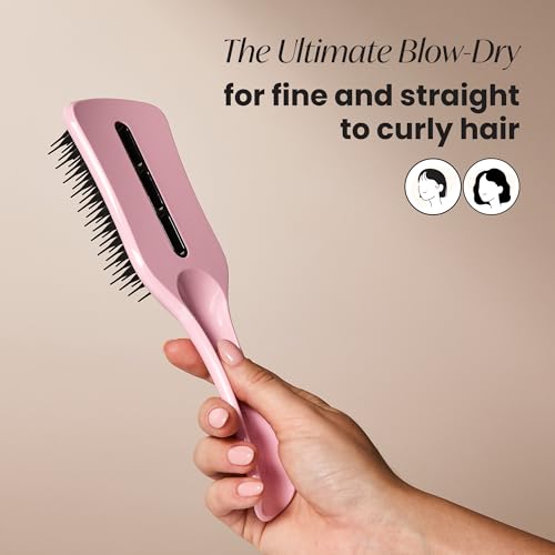 Tangle Teezer Easy Dry & Go Vented Hairbrush for Fine to Medium Wet Hair - Adds Volume, Smoothness & Shine - Blow Dry Hair Brush Cuts Down Time & Damage - Tickled Pink