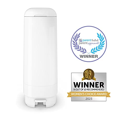 Diaper Genie Signature Pail White + Long-Lasting Refill - Odor Control