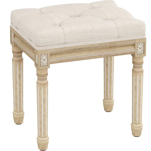 Yusong Upholstered Vanity Stool 17x13x18.6 Inches Beiged Small Bedroom Bench