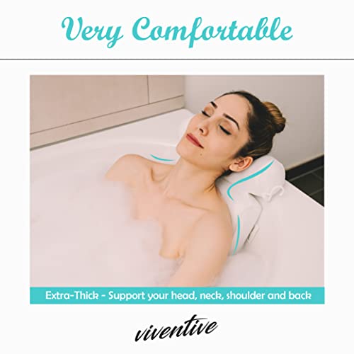 White Bath Pillow for Tub - Non-Slip, Extra-Thick Support Cushion for Head, Neck & Shoulders