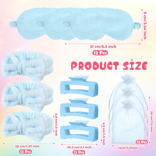 Wavyknot Blue 48-Piece Spa Party Supplies Set with Headbands Eye Masks & Claw Clips
