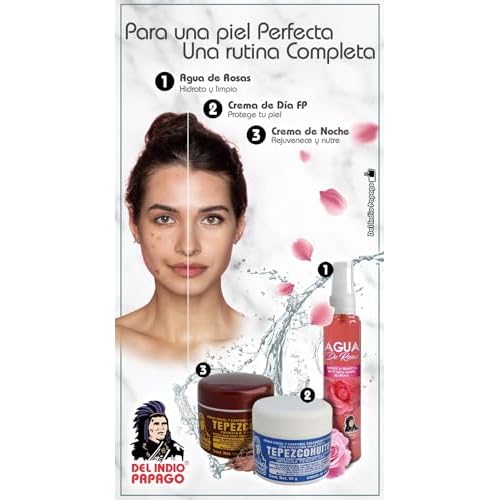 Del Indio Papago Facial Day and Night Cream Bundle includes a rose water spray - Both Tepezcohuite 60g / 2.Fl Oz (3-pack)