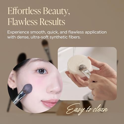 Piccasso PONY14 Makeup Brush? Soft Tapered Blush & Highlighter Applicator for Face Makeup, Fluffy Powder Finish with Soft Hair, Small Size for Precision, Professional Korean Beauty Essential