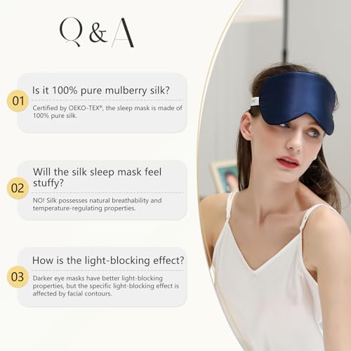 ZIMASILK 100% Natural Silk Sleep Mask Blindfold,Adjustable Super-Smooth Soft Eye Mask for Sleep with Bag(Eyelashes)