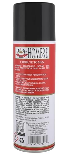 HOMBRE 5.5oz Deodorant Body Spray for Men - Pack of 3, Long-Lasting Freshness
