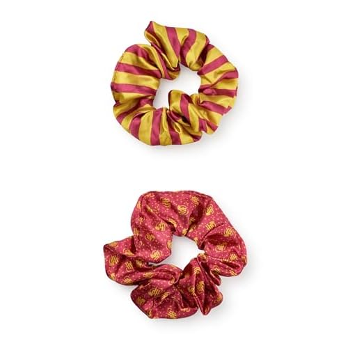 Harry Potter Women's Bobble and Paddle Hair Brush and Scrunchie Set | Adults Striped Print Brush with 3D Logo in Burgundy
