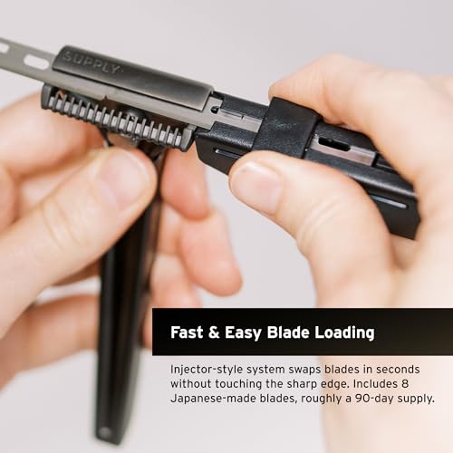 SUPPLY 4-Pack Japanese Platinum Single Edge Razor Blades for Men – Includes 32 Blades, Fits SE Razor, 10-12 Shaves Each