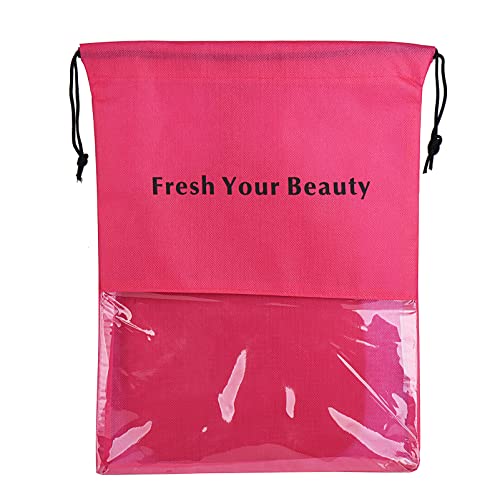 Large Rose Red Wig Storage Bags with Drawstring - Pack of 10