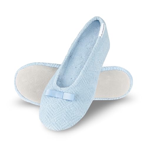 Women's Diamond Microterry Ballerina Slippers Blue Fog - 5-6 Variation