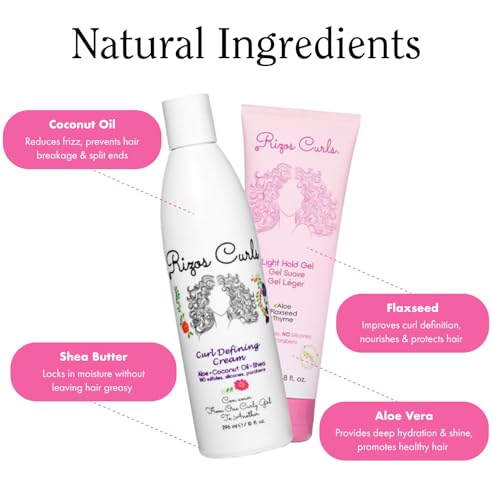 Rizos Curls Curl Defining Cream & Light Hold Gel for Bouncy, Frizz-Free Curls