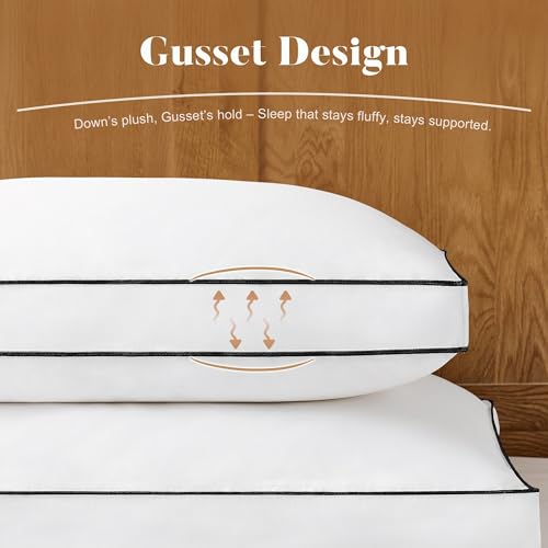 Queen Down Pillows 2 Pack - Luxury Hotel-Style Goose Feather Bedding