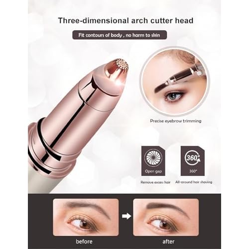 Abhiya's Facial Hair Remover & Eyebrow Trimmer - 2 in 1 Electric Women's Face, Nose & Body Shaver - Painless Epilator - USB Rechargeable with LED Light