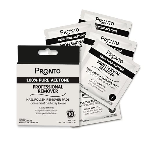 Nail Polish Remover Pads 10 Pack - Acetone Wipes for Salon & Home