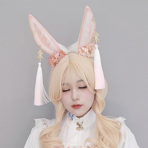 Pink Bunny Ears Headband for Cosplay Animal Party Accessories Yhdw-Pink