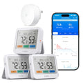 WiFi Thermometer Hygrometer 5-in-1 with Large LCD Screen & Gateway - 3 Pack - Sub-1G Gateway+3 Pack