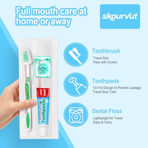 50 Pack Disposable Toothbrush Set with Toothpaste & Floss - Travel Hygiene Kit