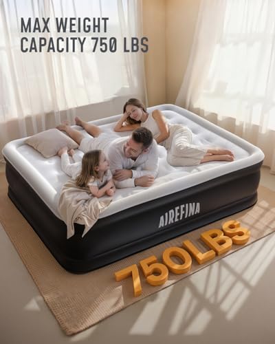 Queen Air Mattress with Built-In Pump, 18 Inch, Black, Standard Height