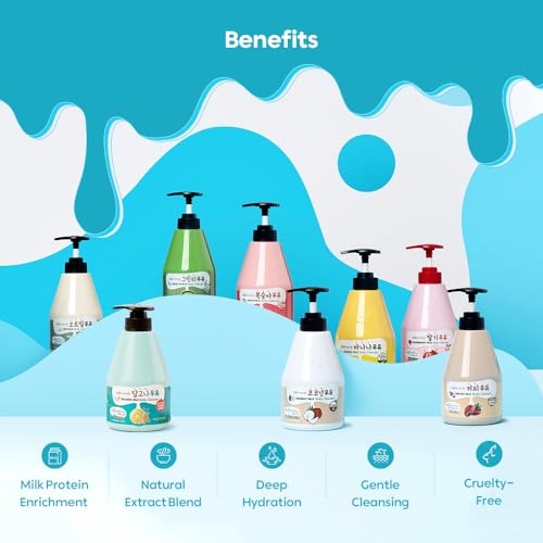 Peach Milk Body Wash & Lotion Set - Hydrating Korean Skincare Duo, Paraben-Free, 19.75 Oz Each - Variation: Peach