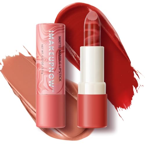 imakeupnow 2PCS Marbled Matte Lip Stick Makeup - Velvety Finish | Naked-lip Feel, Full Coverage, D003+D004