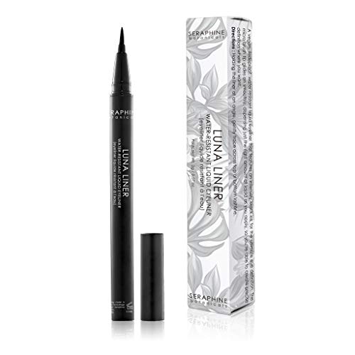 Seraphine Botanicals Waterproof Liquid Eye Liner Luna - Smudge-Resistant, Long Lasting, Fine Tip Black Makeup