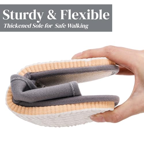 Washable Guest Slippers 10 Pack Open-Toe Non-Slip Spa Slippers Bulk Bulk with Thick Sole
