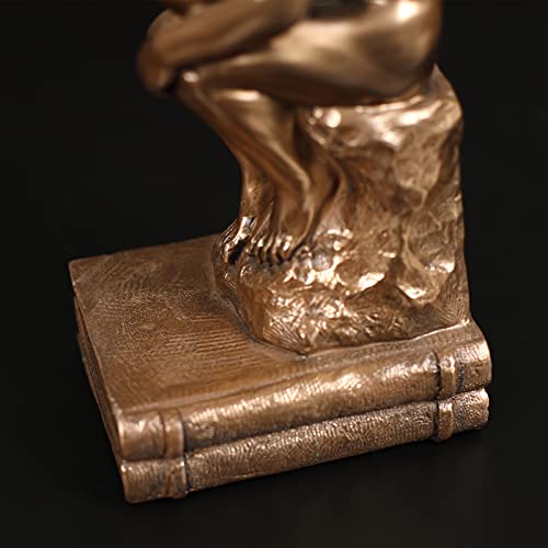 Bronze Finish Thinker Bookends Set - Artistic Desktop Decor