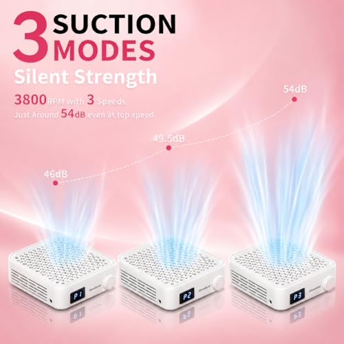 Nail Dust Collector with Adjustable Suction Mini Vacuum for Manicure