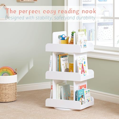 Kids Rotating Bookshelf Tower - Spinny Bookcase for Toddlers & Storage