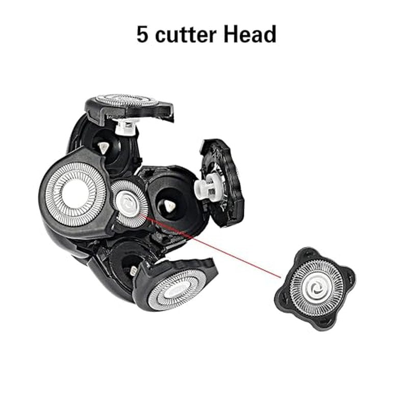 5 Blades Shaver Replacement Heads for Bald Men Easy to Clean Electric Shaver with Blade Cover