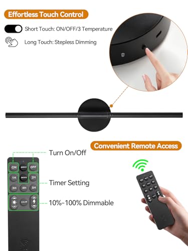 Black 24-inch Battery Operated Wall Sconce Set of 2 with Remote & Touch Control - Modern Rechargeable Lighting