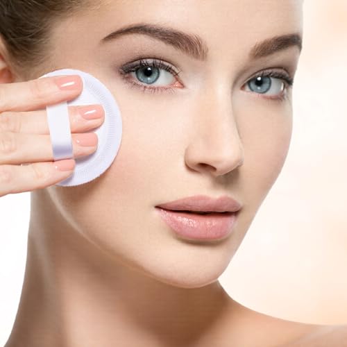 Cotton Powder Puffs - White, 100 Pack, Soft & Gentle Makeup Applicators