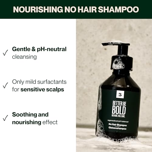 No Hair Shampoo for Bald Heads - Gentle pH-Neutral Cleansing with Almond Oil & Aloe Vera, Made in Germany