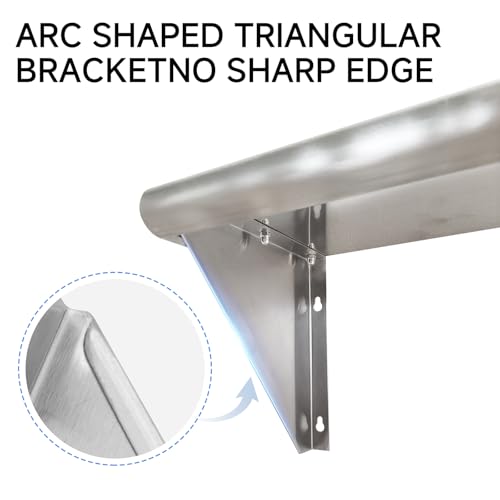 Stainless Steel Wall Mount Shelf Set 12x48 Inches 350lb Capacity - 2 Pack NSF Commercial Kitchen & Home Storage