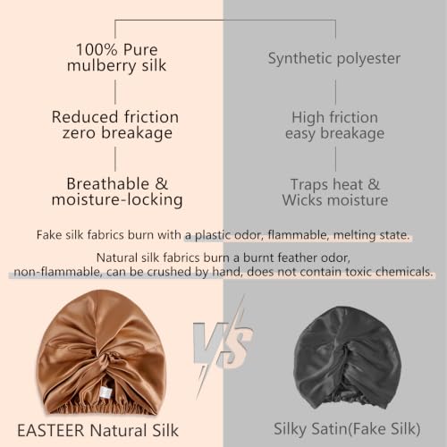 Mocha Adjustable Mulberry Silk Sleep Bonnet for Women Hair Care - One Size