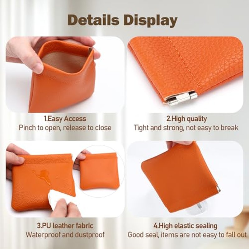2 PCS Small Makeup Bag for Purse,Premium Small Makeup Pouch Purse,Mini Cosmetic Bag for Travel,Portable Travel Pouch with Quick Access Design,Neutral,elegant and stylish (Brown)